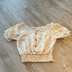 Monteau Floral Off The Shoulder Short Sleeve Shirt Size Large